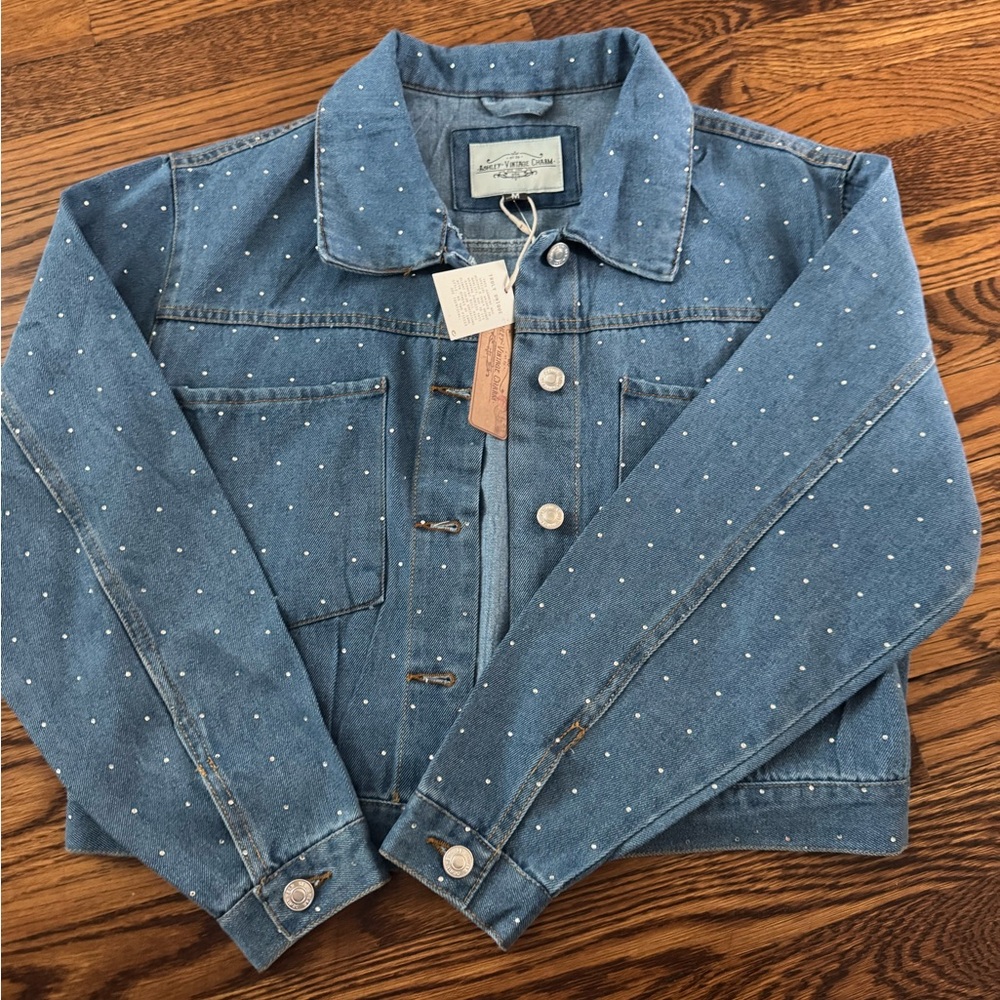 Women’s rhinestone denim jacket size medium